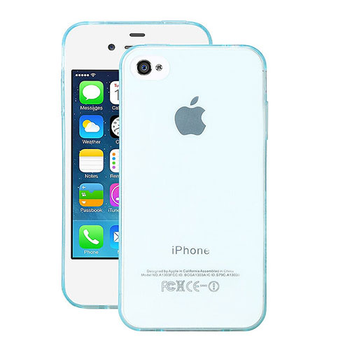 Ultra-thin Transparent TPU Soft Case for Apple iPhone 4 Sky Blue