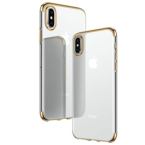 Ultra-thin Transparent TPU Soft Case T24 for Apple iPhone X Gold