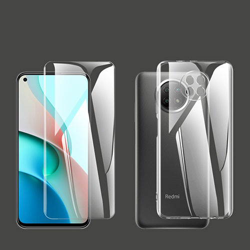 Ultra-thin Transparent TPU Soft Case with Finger Ring Stand and Screen Protector for Xiaomi Redmi Note 9 5G Red