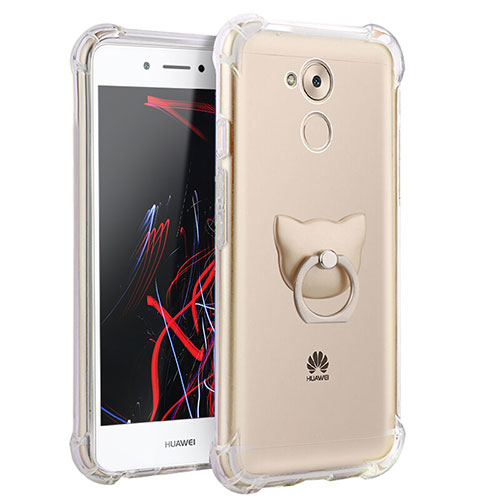 Ultra-thin Transparent TPU Soft Case with Finger Ring Stand for Huawei Honor 6C Clear