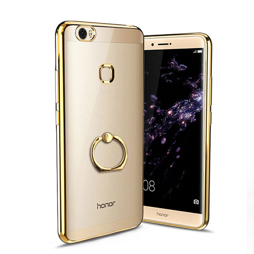 Ultra-thin Transparent TPU Soft Case with Finger Ring Stand for Huawei Honor V8 Max Gold