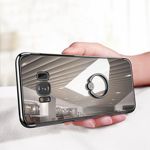 Ultra-thin Transparent TPU Soft Case with Finger Ring Stand for Samsung Galaxy S8 Clear