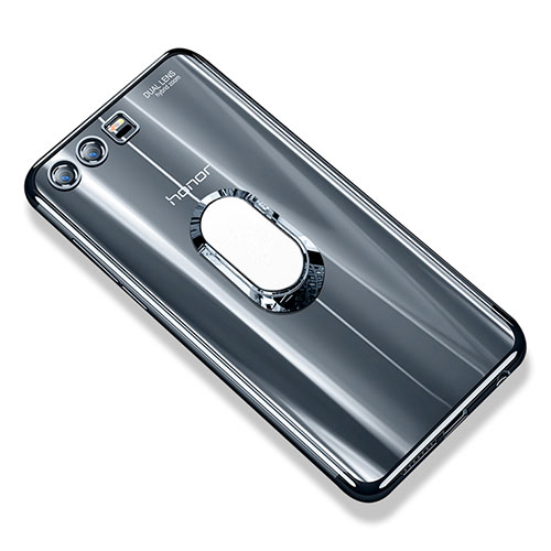 Ultra-thin Transparent TPU Soft Case with Finger Ring Stand S01 for Huawei Honor 9 Gray