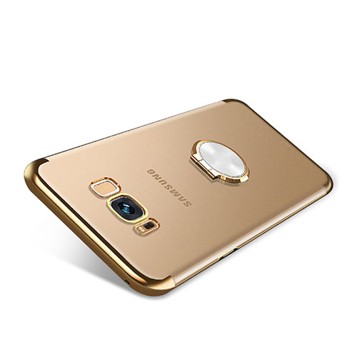 Ultra-thin Transparent TPU Soft Case with Magnetic Finger Ring Stand S01 for Samsung Galaxy S8 Gold