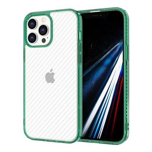 Ultra-thin Transparent TPU Soft Case YJ1 for Apple iPhone 13 Pro Midnight Green