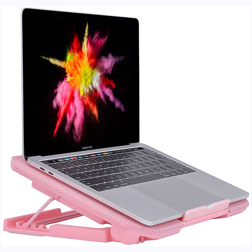 Universal Laptop Stand Notebook Holder Cooling Pad USB Fans 9 inch to 16 inch M16 for Apple MacBook Air 13 inch (2020) Pink