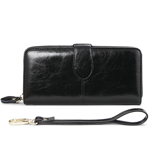 Universal Leather Wristlet Wallet Handbag Case H02 Black