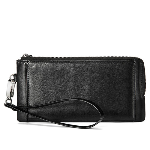 Universal Leather Wristlet Wallet Pouch Case Black