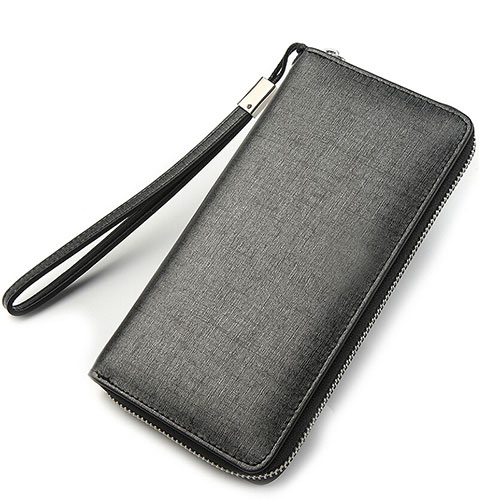 Universal Silkworm Leather Wristlet Wallet Handbag Case H04 Gray