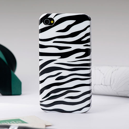 Zebra Plastic Hard Rigid Case Cover for Apple iPhone 4 Black