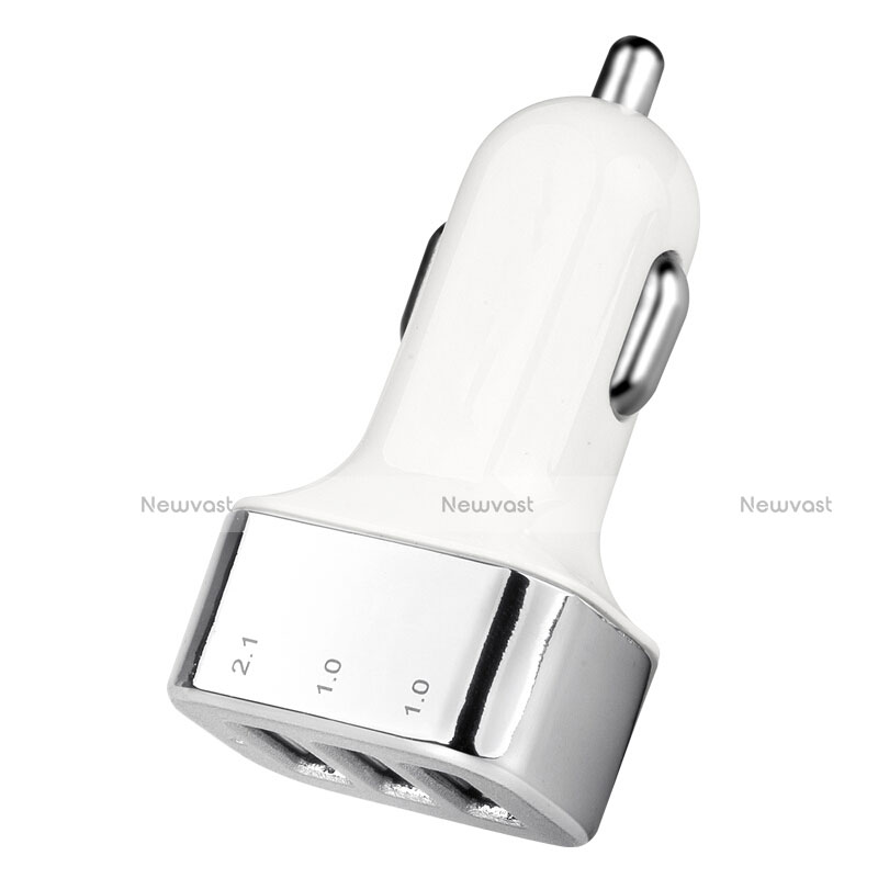 3.0A Car Charger Adapter 3 USB Port Cigarette Lighter USB Charger Universal Fast Charging U09 Silver