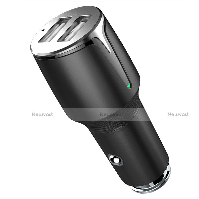 3.1A Car Charger Adapter Dual USB Twin Port Cigarette Lighter USB Charger Universal Fast Charging K02 Black