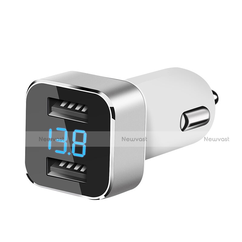 3.1A Car Charger Adapter Dual USB Twin Port Cigarette Lighter USB Charger Universal Fast Charging White