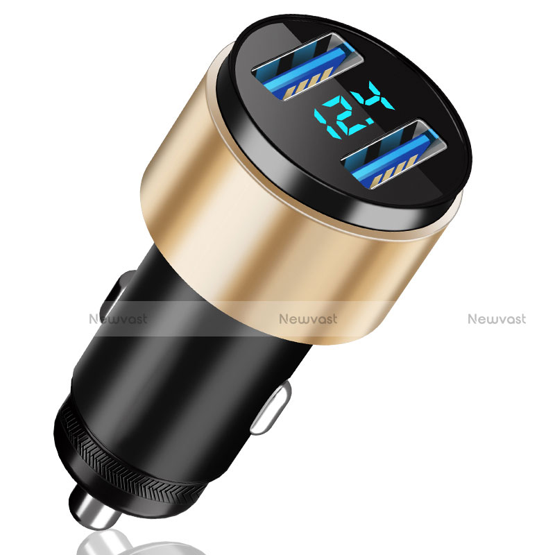 4.8A Car Charger Adapter Dual USB Twin Port Cigarette Lighter USB Charger Universal Fast Charging K10 Gold