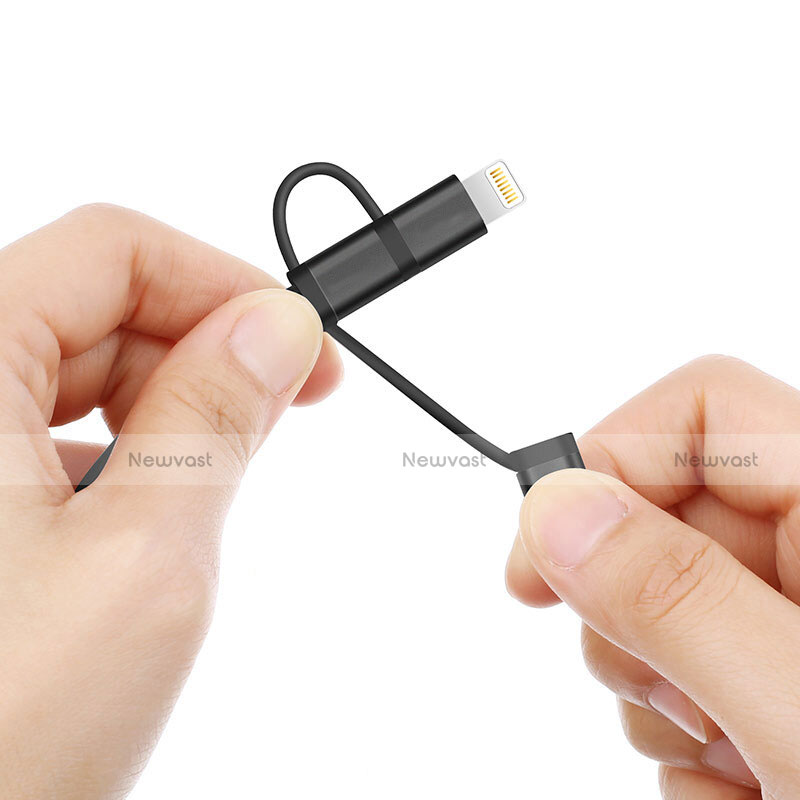 Charger Lightning USB Data Cable Charging Cord and Android Micro USB C01 for Apple iPhone Xs Max Black