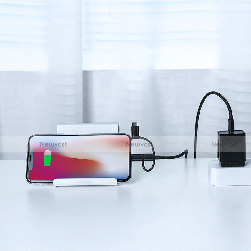 Charger Lightning USB Data Cable Charging Cord and Android Micro USB C01 for Apple iPhone Xs Max Black