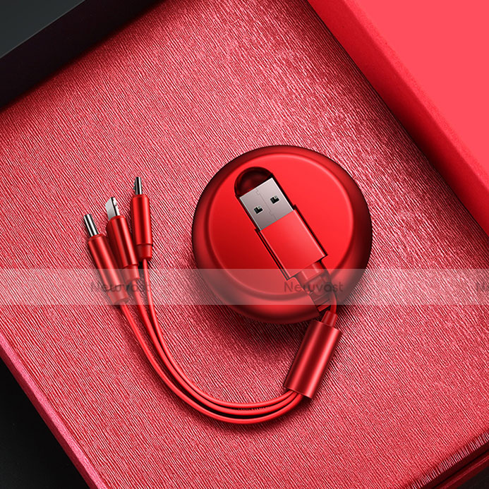 Charger Lightning USB Data Cable Charging Cord and Android Micro USB C09 for Apple iPad 10.2 (2020) Red