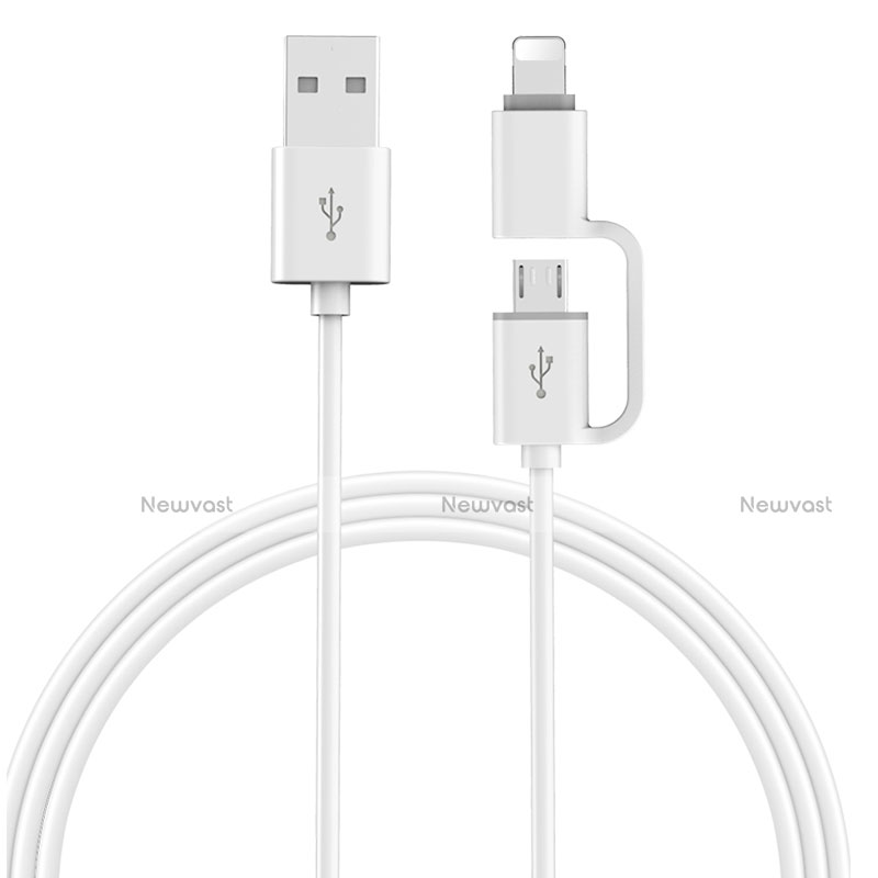 Charger Lightning USB Data Cable Charging Cord and Android Micro USB ML01 White