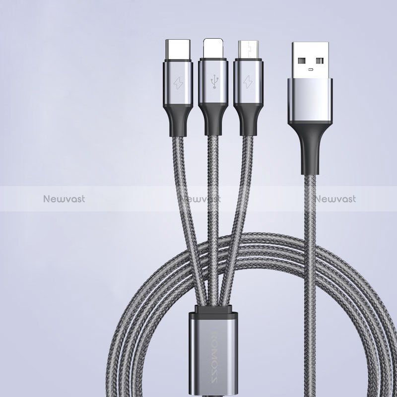 Charger Lightning USB Data Cable Charging Cord and Android Micro USB Type-C 3.5A H01 for Apple iPad Pro 11 (2022) Dark Gray