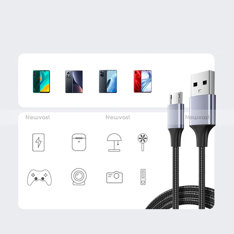 Charger Micro USB Data Cable Charging Cord Android Universal 2A H01 for Apple iPad Air 5 10.9 (2022) Gray