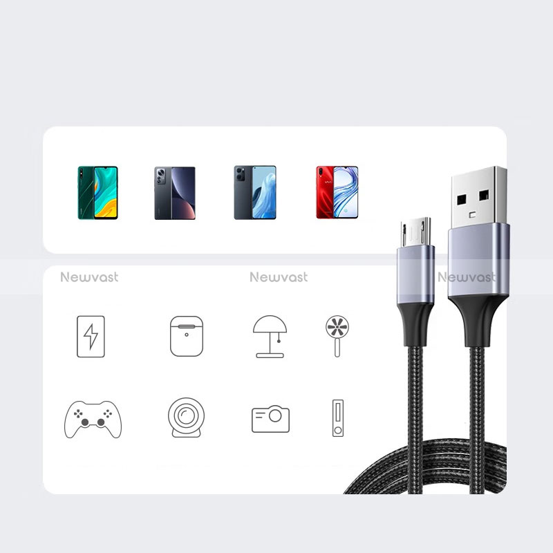 Charger Micro USB Data Cable Charging Cord Android Universal 2A H01 for Apple iPad Pro 11 (2022) Gray