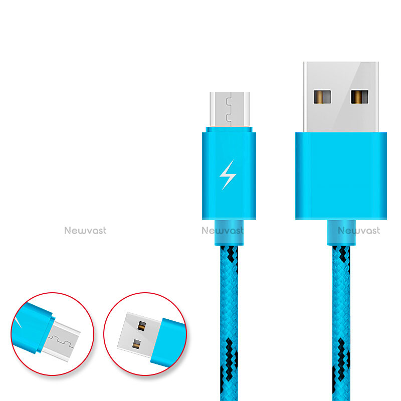 Charger Micro USB Data Cable Charging Cord Android Universal A03 Sky Blue