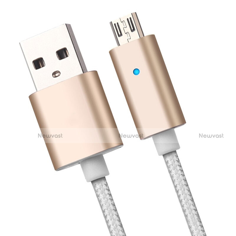 Charger Micro USB Data Cable Charging Cord Android Universal A08 Gold