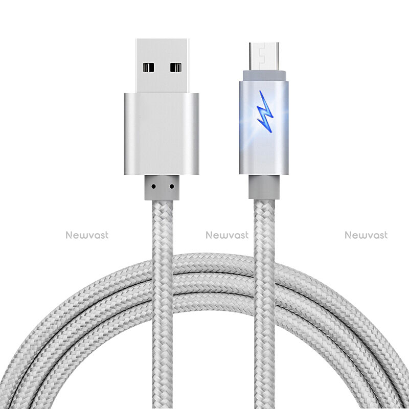 Charger Micro USB Data Cable Charging Cord Android Universal A10 Silver