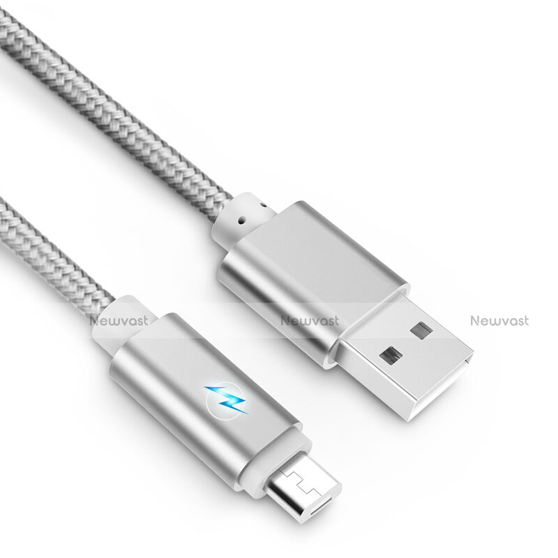 Charger Micro USB Data Cable Charging Cord Android Universal A10 Silver