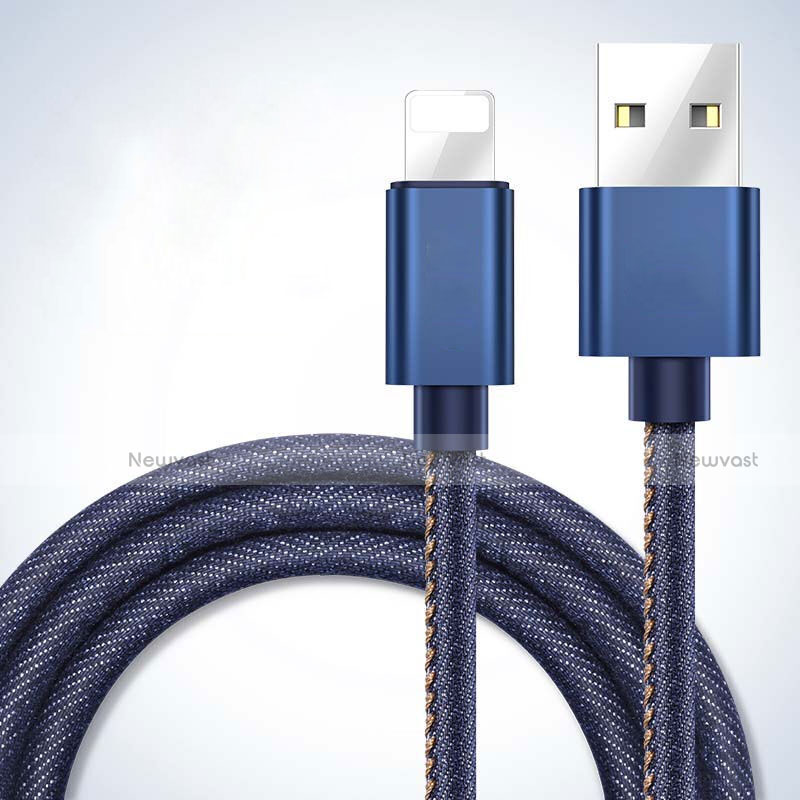 Charger USB Data Cable Charging Cord L04 for Apple iPhone Xs Max Blue