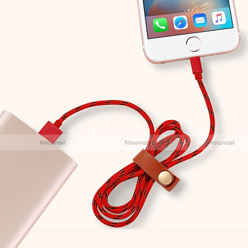 Charger USB Data Cable Charging Cord L05 for Apple iPhone SE Red