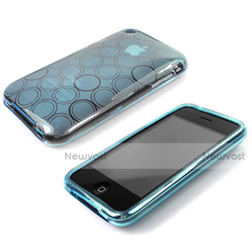 Circle Transparent Gel Soft Cover for Apple iPhone 3G 3GS Sky Blue