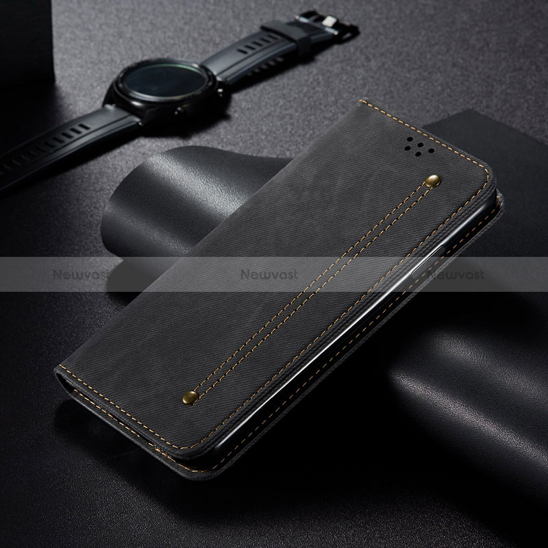 Cloth Case Stands Flip Cover B01S for Huawei Honor 50 Lite Black