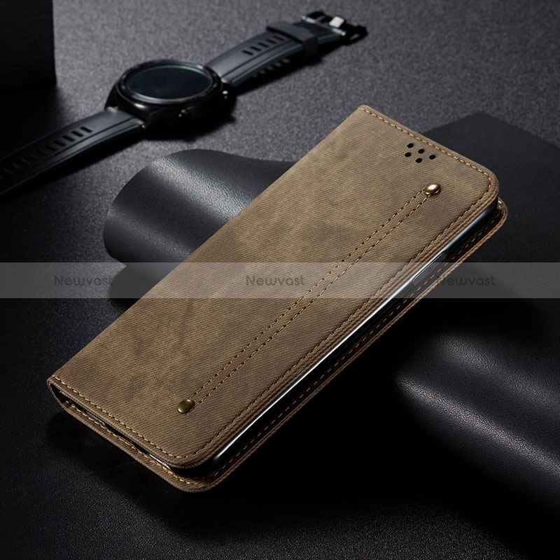 Cloth Case Stands Flip Cover B01S for Huawei Honor 50 SE 5G Khaki