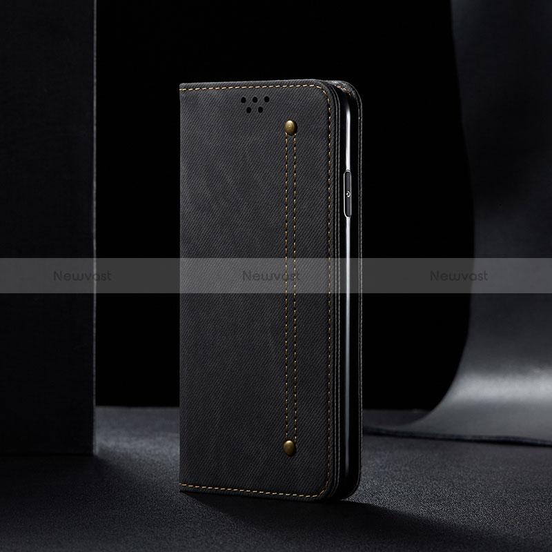 Cloth Case Stands Flip Cover B01S for Samsung Galaxy A04s Black