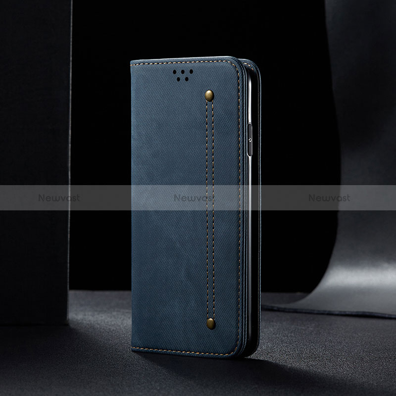 Cloth Case Stands Flip Cover B01S for Samsung Galaxy A04s Blue