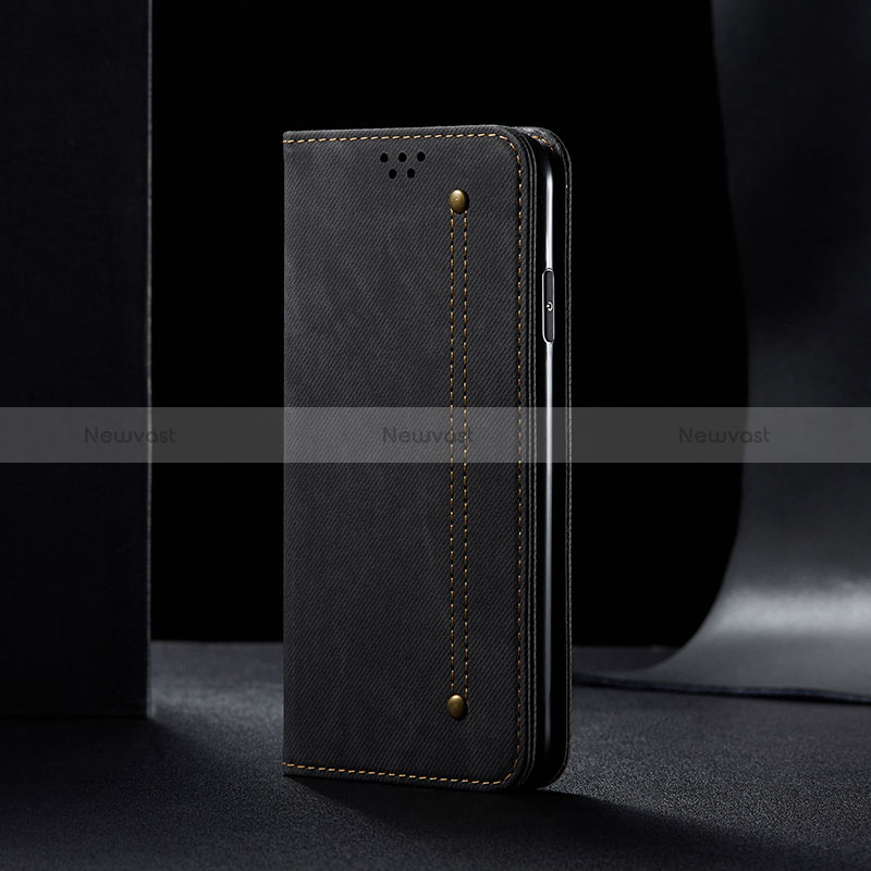 Cloth Case Stands Flip Cover B01S for Samsung Galaxy A12 5G Black