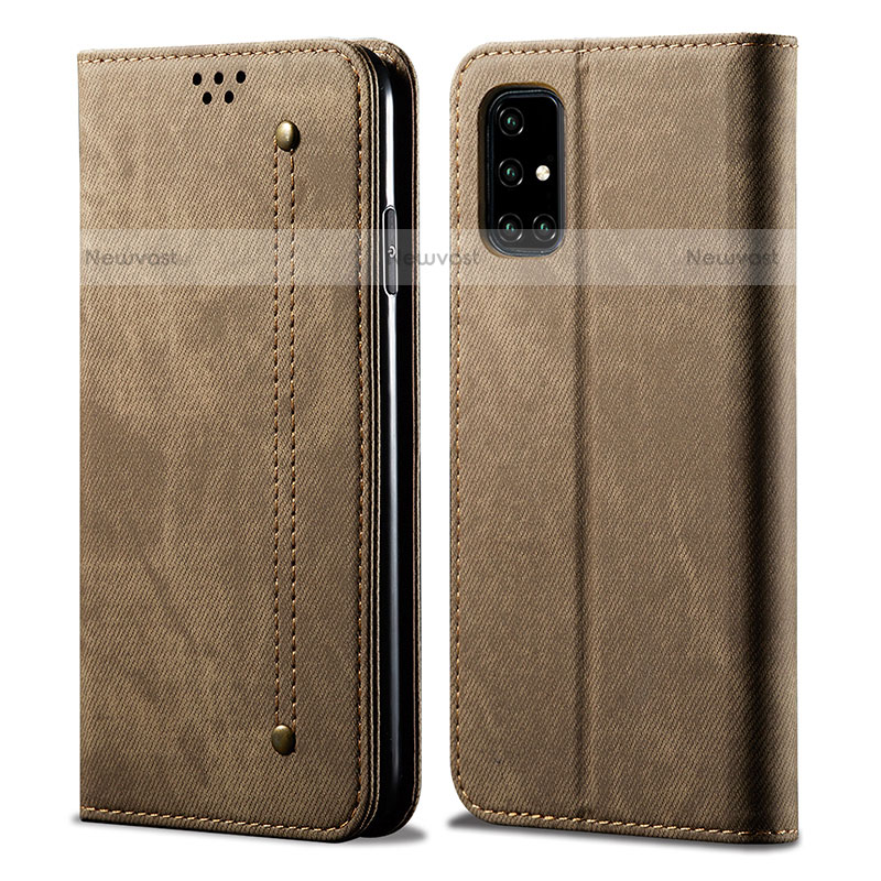 Cloth Case Stands Flip Cover B01S for Samsung Galaxy A51 4G Khaki