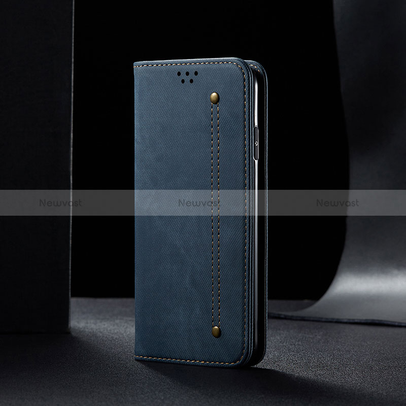 Cloth Case Stands Flip Cover B01S for Samsung Galaxy A52 4G Blue