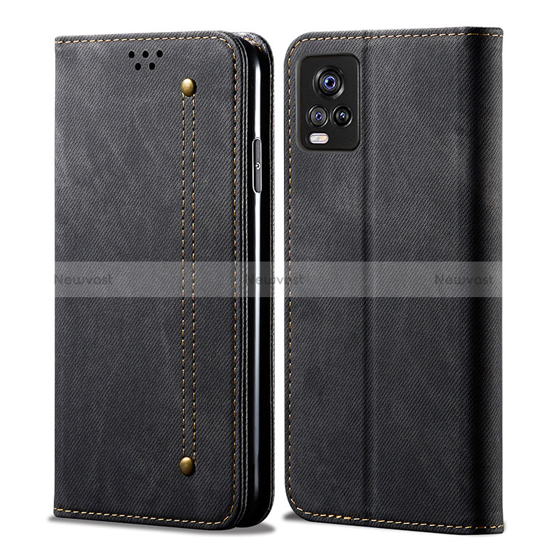 Cloth Case Stands Flip Cover B01S for Vivo V20 (2021) Black