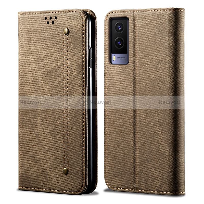 Cloth Case Stands Flip Cover B01S for Vivo V21e 5G Khaki