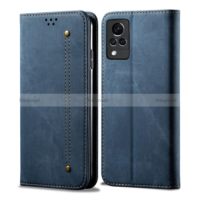 Cloth Case Stands Flip Cover B01S for Vivo V21s 5G Blue