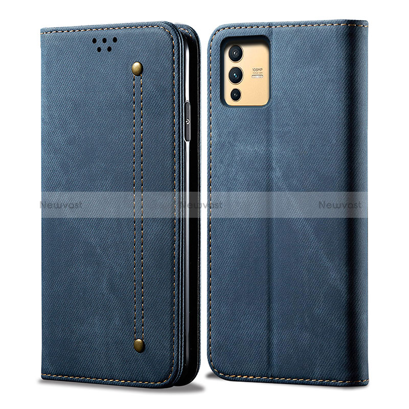 Cloth Case Stands Flip Cover B01S for Vivo V23 Pro 5G Blue