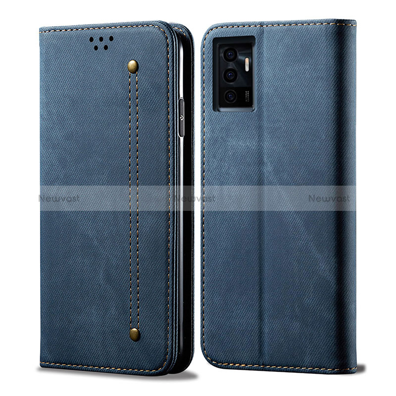 Cloth Case Stands Flip Cover B01S for Vivo V23e Blue