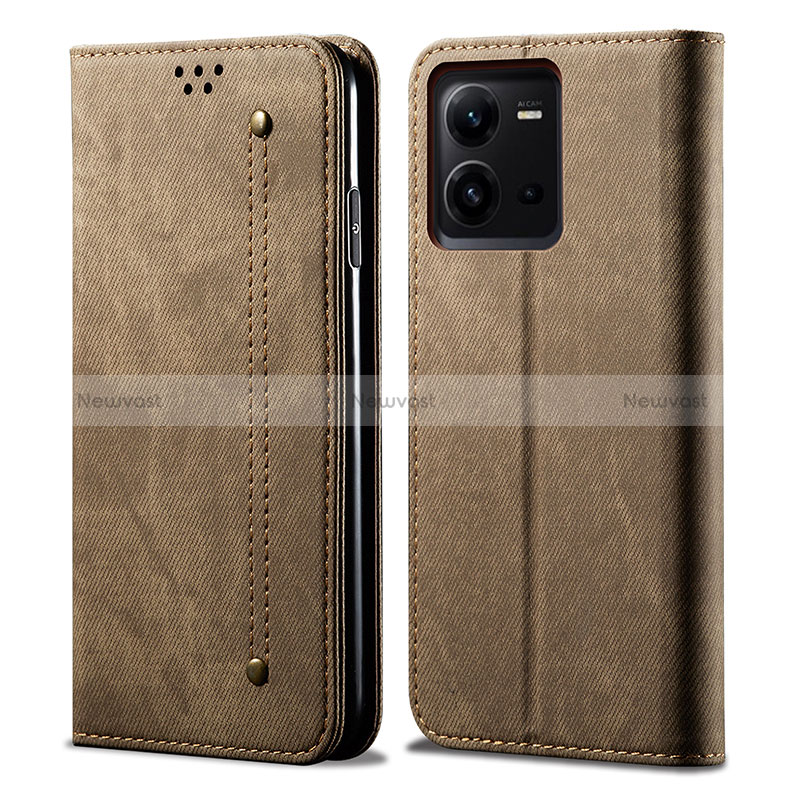 Cloth Case Stands Flip Cover B01S for Vivo V25 5G Khaki