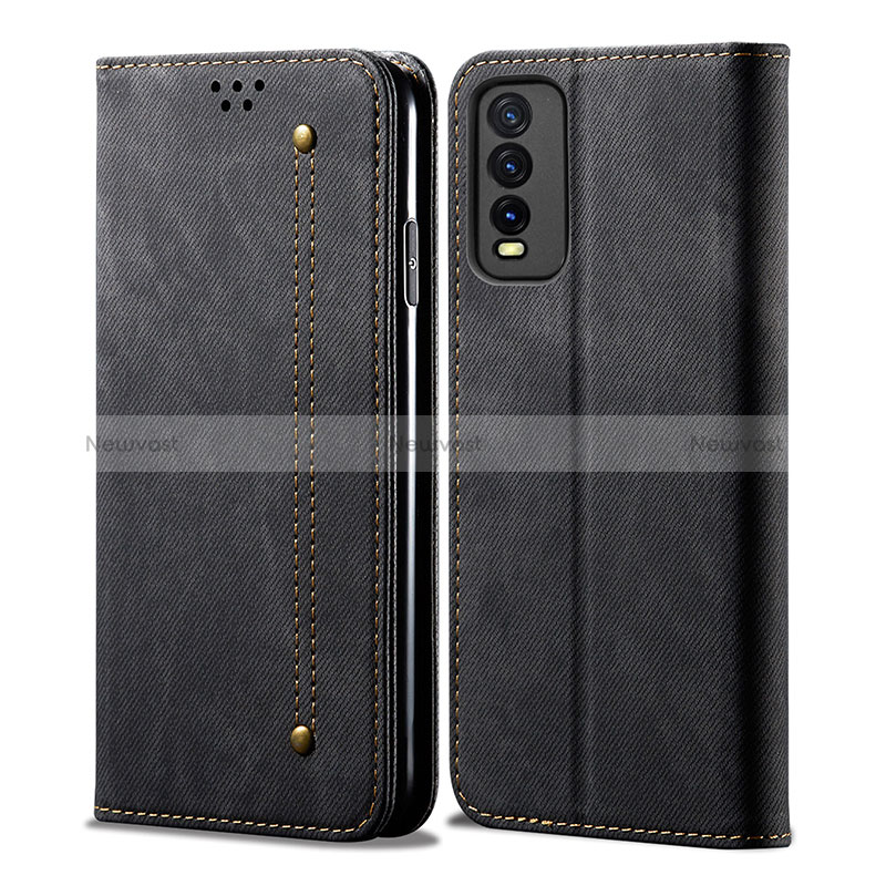 Cloth Case Stands Flip Cover B01S for Vivo Y12A Black