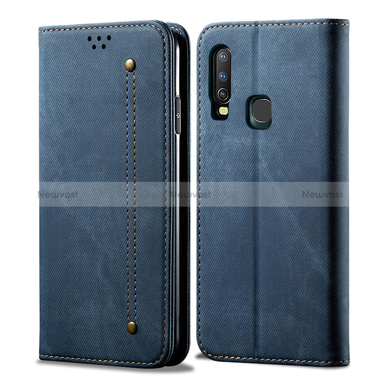 Cloth Case Stands Flip Cover B01S for Vivo Y17 Blue