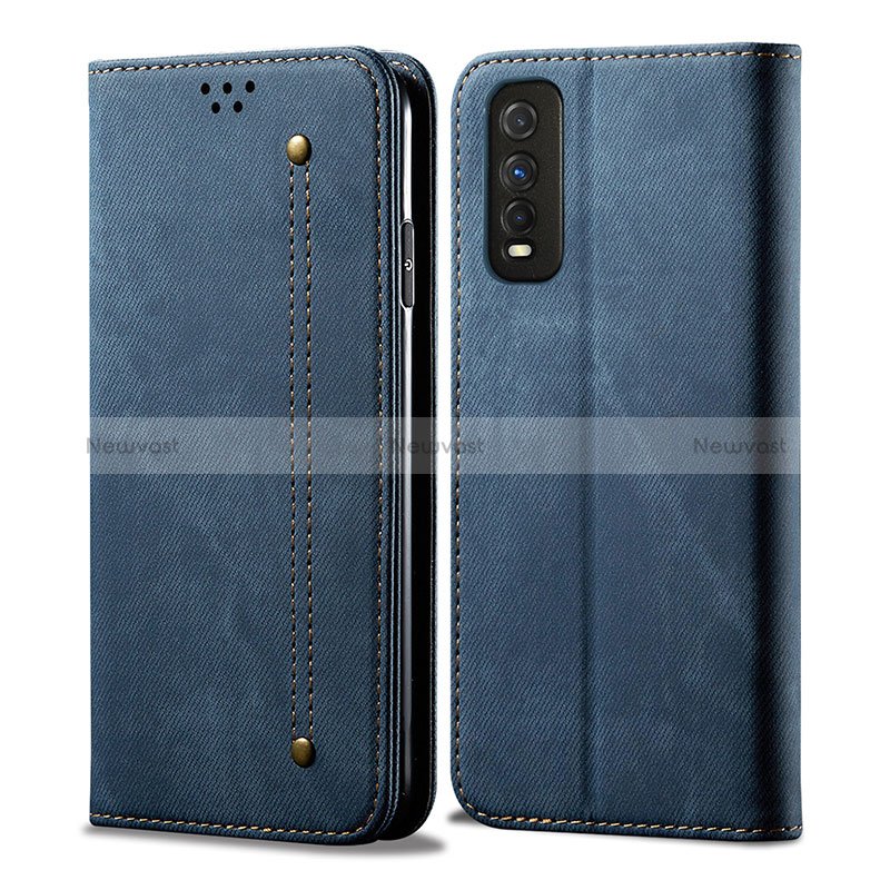 Cloth Case Stands Flip Cover B01S for Vivo Y70S 5G Blue