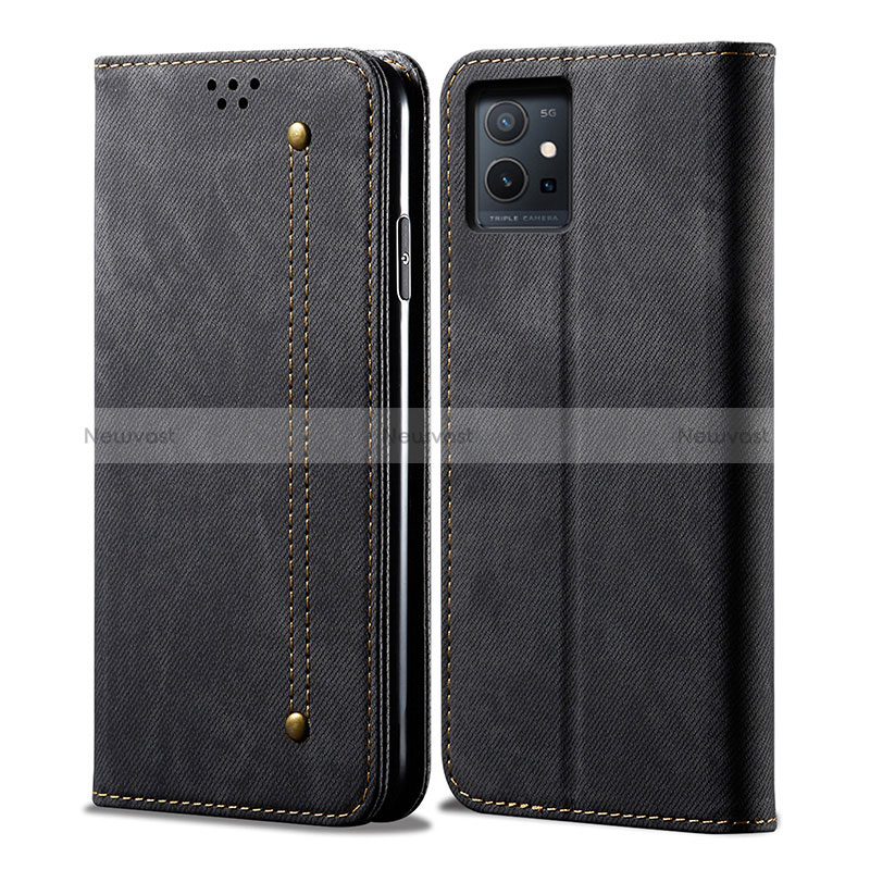 Cloth Case Stands Flip Cover B01S for Vivo Y75 5G Black