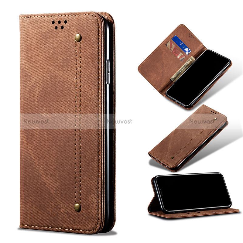 Cloth Case Stands Flip Cover B01S for Xiaomi Mi 10S 5G Brown